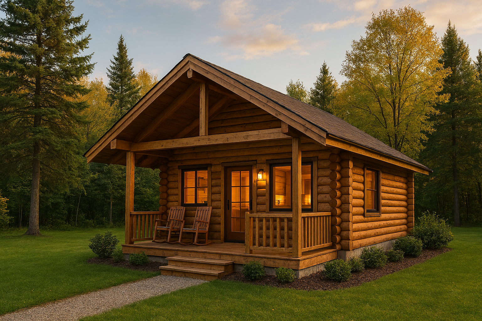 Scenic outdoor view from cabin porch