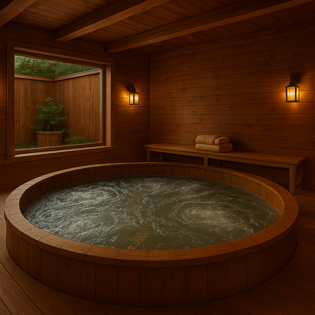 Private outdoor hot tub surrounded by nature